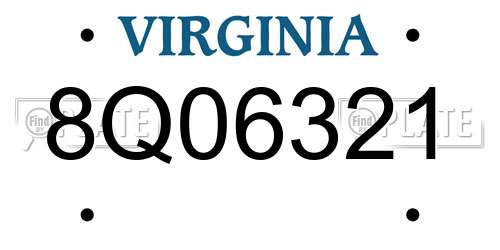 8Q06321 Virginia License Plate
