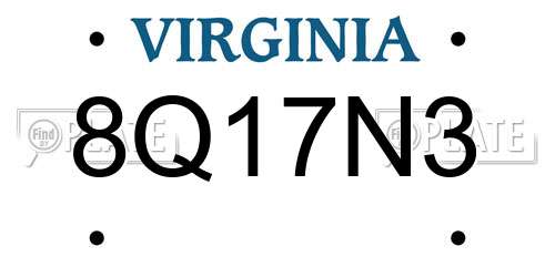 8Q17N3 Virginia License Plate