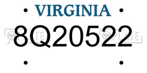 8Q20522 Virginia License Plate