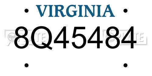 8Q45484 Virginia License Plate