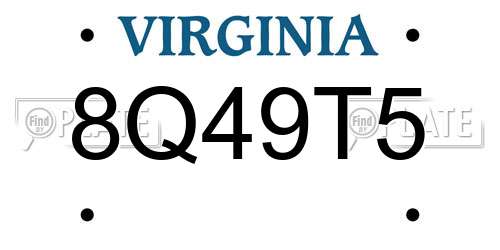 8Q49T5 Virginia License Plate