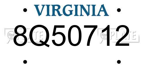 8Q50712 Virginia License Plate