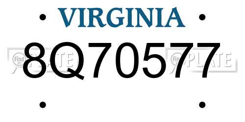 8Q70577 Virginia License Plate