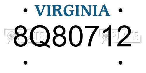 8Q80712 Virginia License Plate