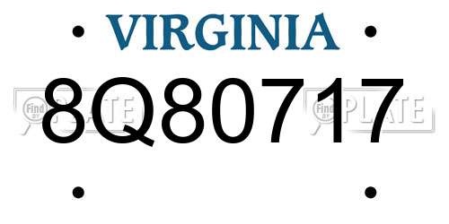 8Q80717 Virginia License Plate