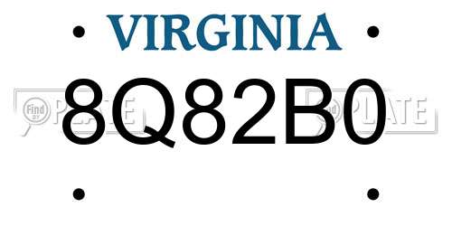 8Q82B0 Virginia License Plate