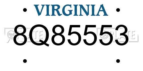 8Q85553 Virginia License Plate