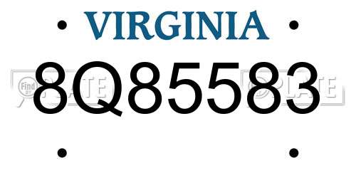 8Q85583 Virginia License Plate