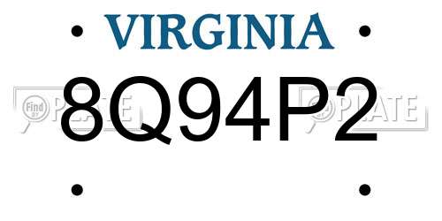 8Q94P2 Virginia License Plate