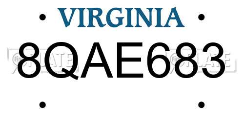 8QAE683 Virginia License Plate