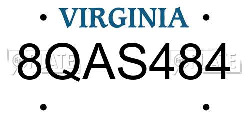 8QAS484 Virginia License Plate