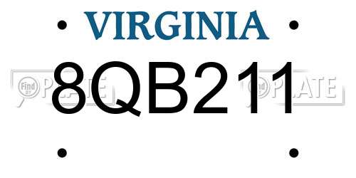 8QB211 Virginia License Plate