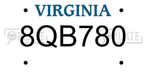 8QB780 Virginia License Plate