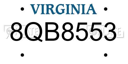 8QB8553 Virginia License Plate