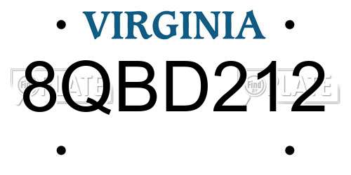 8QBD212 Virginia License Plate