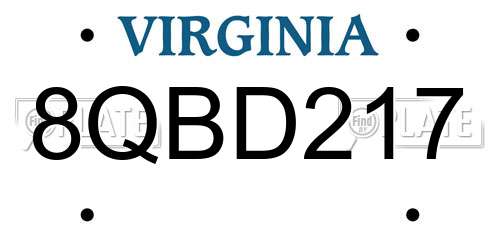 8QBD217 Virginia License Plate