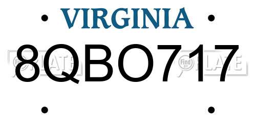 8QBO717 Virginia License Plate
