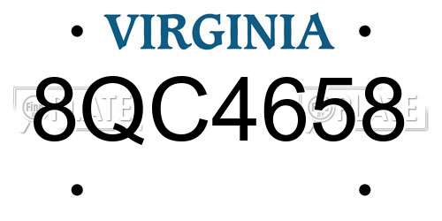 8QC4658 Virginia License Plate