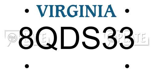 8QDS33 Virginia License Plate