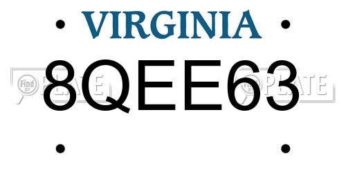 8QEE63 Virginia License Plate