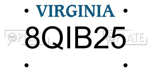 8QIB25 Virginia License Plate