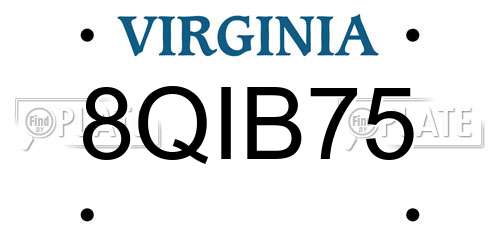 8QIB75 Virginia License Plate