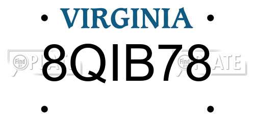 8QIB78 Virginia License Plate
