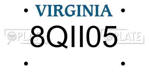 8QII05 Virginia License Plate