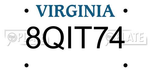 8QIT74 Virginia License Plate