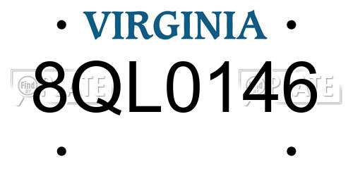 8QL0146 Virginia License Plate
