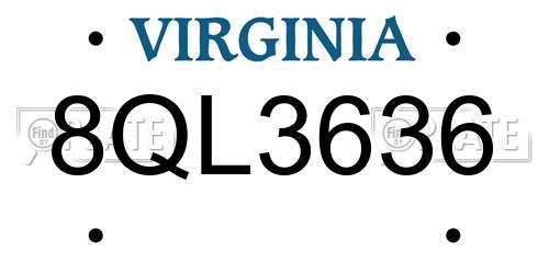 8QL3636 Virginia License Plate