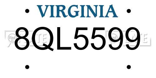 8QL5599 Virginia License Plate
