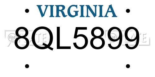 8QL5899 Virginia License Plate