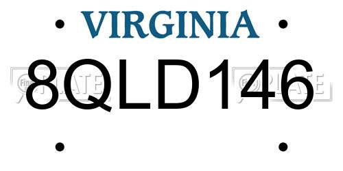 8QLD146 Virginia License Plate