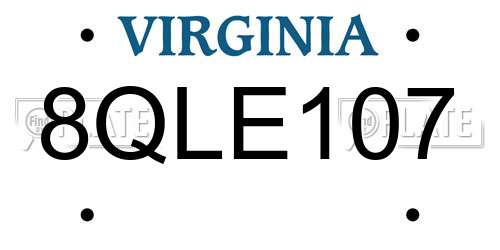 8QLE107 Virginia License Plate