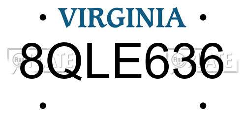 8QLE636 Virginia License Plate