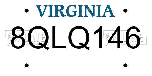 8QLQ146 Virginia License Plate