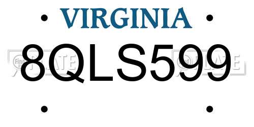 8QLS599 Virginia License Plate
