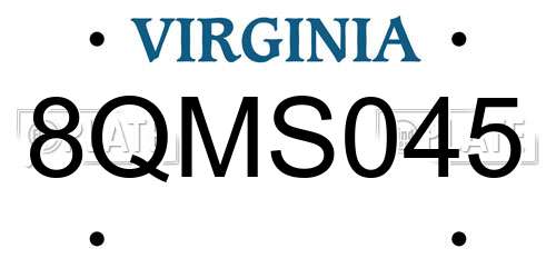 8QMS045 Virginia License Plate