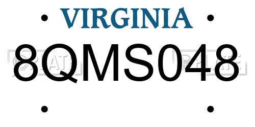 8QMS048 Virginia License Plate