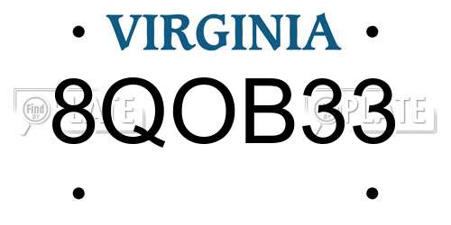 8QOB33 Virginia License Plate