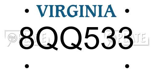 8QQ533 Virginia License Plate