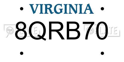 8QRB70 Virginia License Plate