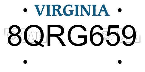 8QRG659 Virginia License Plate