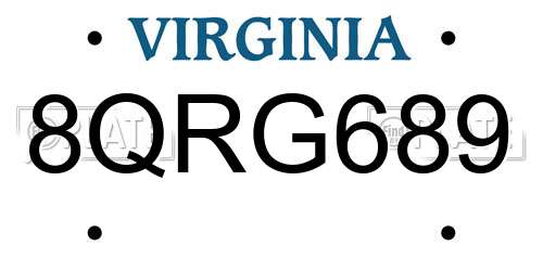 8QRG689 Virginia License Plate
