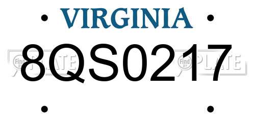 8QS0217 Virginia License Plate