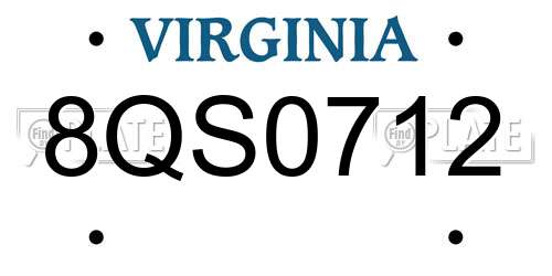 8QS0712 Virginia License Plate