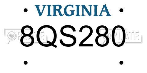 8QS280 Virginia License Plate