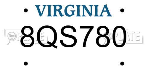 8QS780 Virginia License Plate
