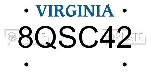 8QSC42 Virginia License Plate